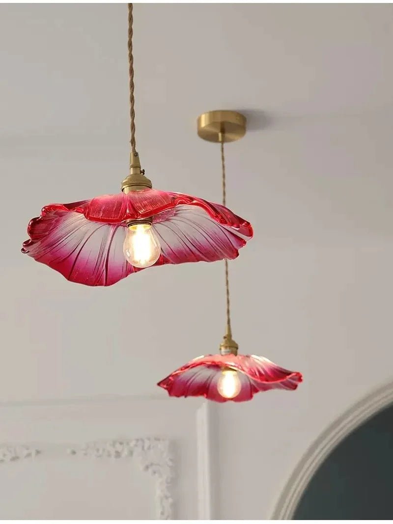 Nordic Vintage Flower Glass Pendant Light - Decorbites