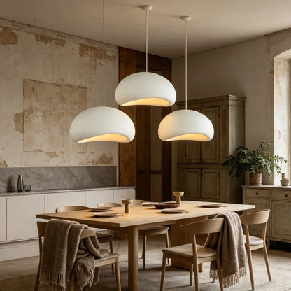 Nordic Wabi-Sabi White Or Gray Sculptural Pendant Light - Decorbites