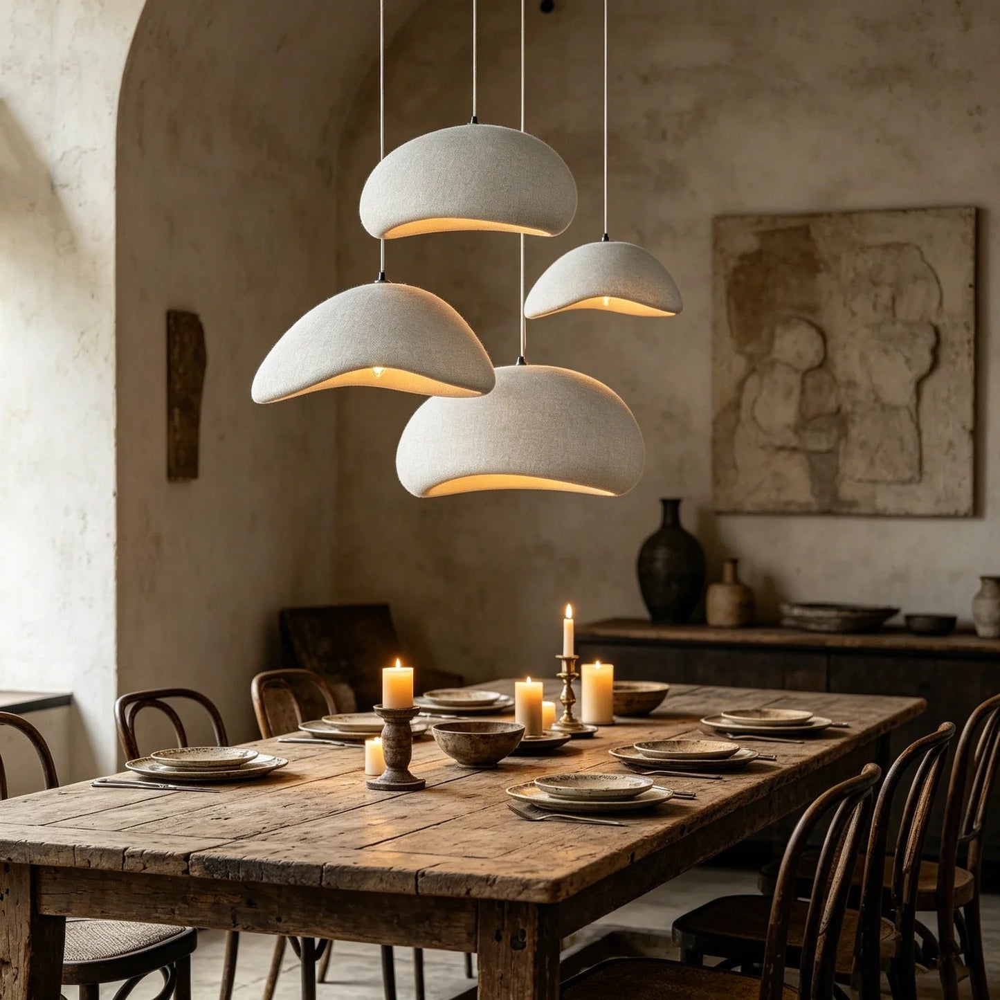 Nordic Wabi-Sabi White Or Gray Sculptural Pendant Light - Decorbites