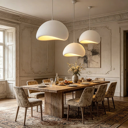 Nordic Wabi-Sabi White Or Gray Sculptural Pendant Light - Decorbites