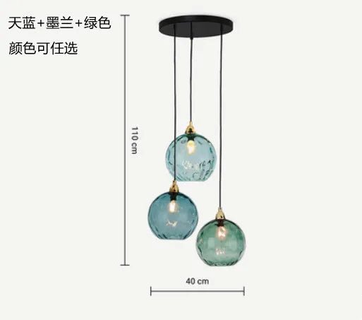 Nordic Water Grain Colored Glass Globe Pendant Light - Decorbites