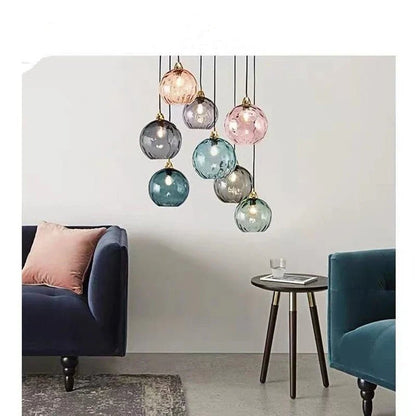 Nordic Water Grain Colored Glass Globe Pendant Light - Decorbites
