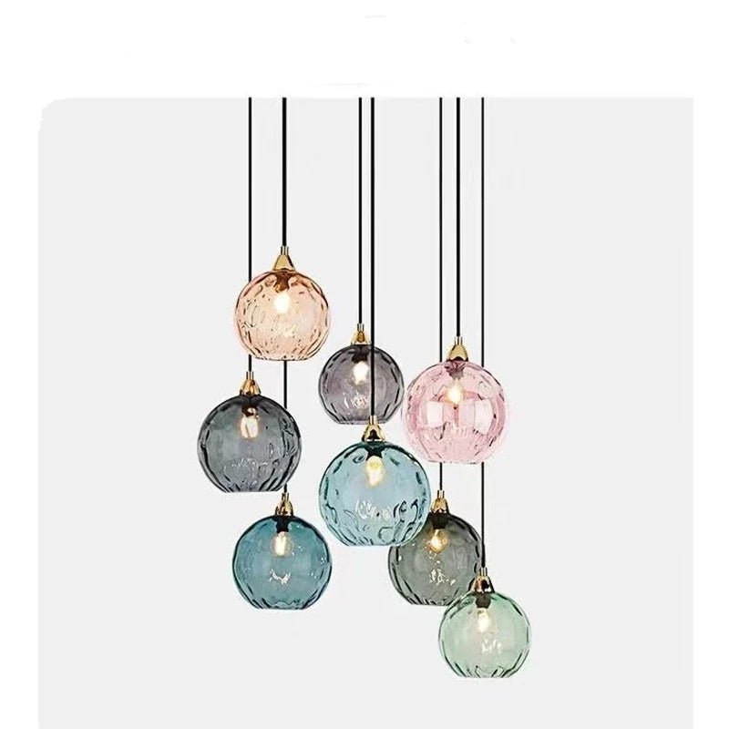 Nordic Water Grain Colored Glass Globe Pendant Light - Decorbites