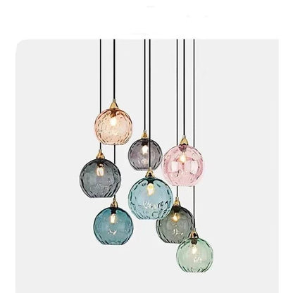 Nordic Water Grain Colored Glass Globe Pendant Light - Decorbites