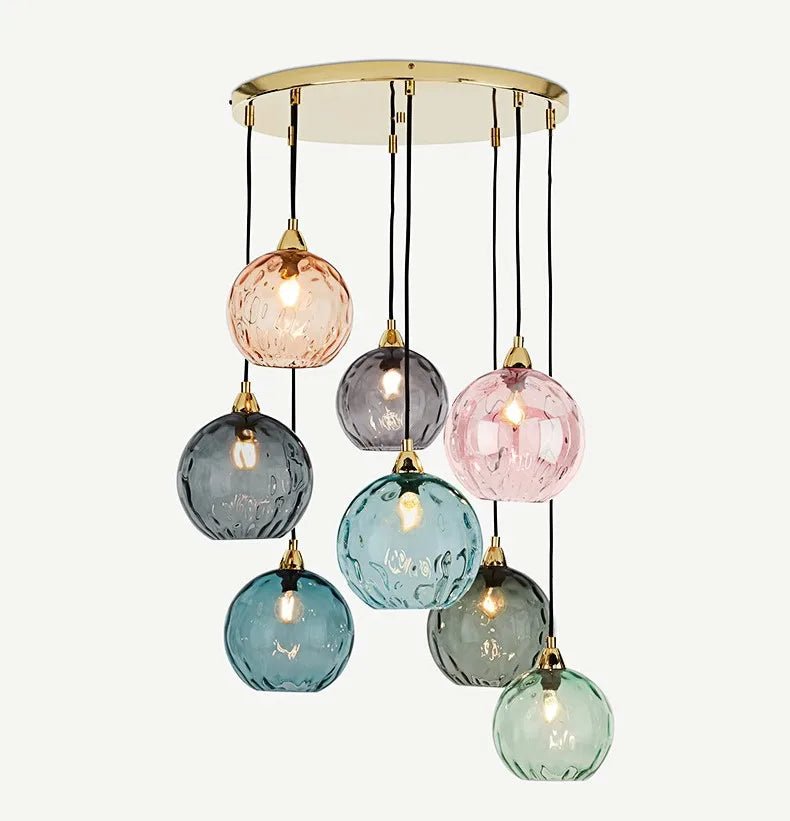 Nordic Water Grain Colored Glass Globe Pendant Light - Decorbites