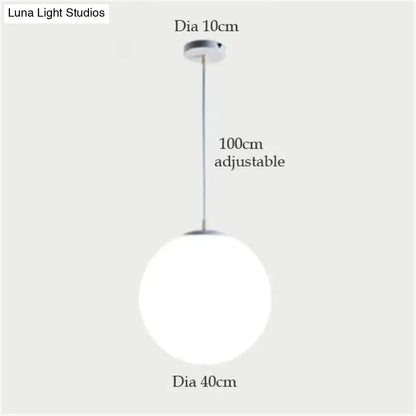 Decorbites nordic white glass ball pendant light with 40cm diameter and adjustable 100cm chain for modern interiors