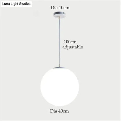 DecorBites nordic white glass ball pendant light with frosted globe and chrome hardware for modern living rooms