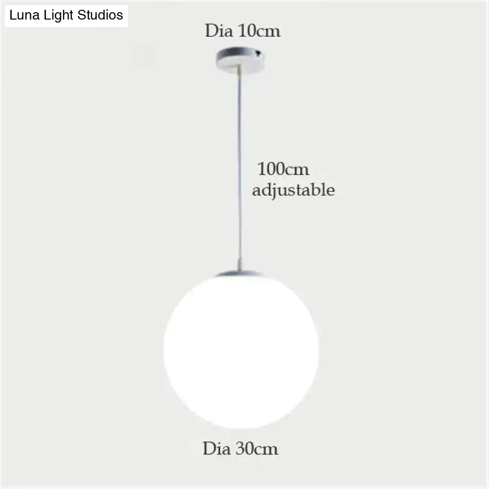 DecorBites nordic white glass ball pendant lights with frosted glass globe and polished chrome for modern living rooms