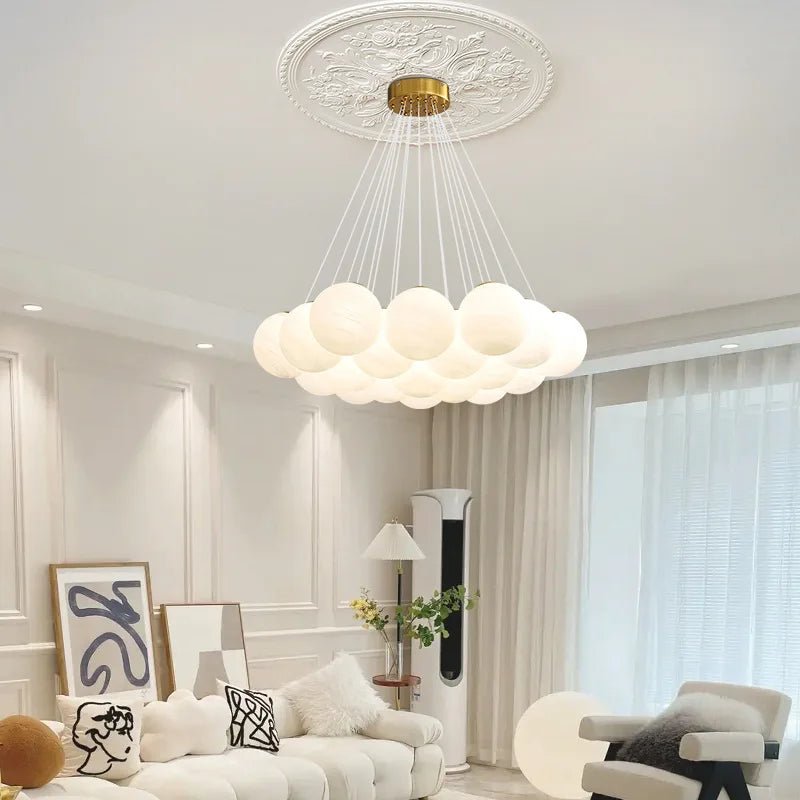 Nordic White Glass Globe Cluster Pendant Light - Decorbites