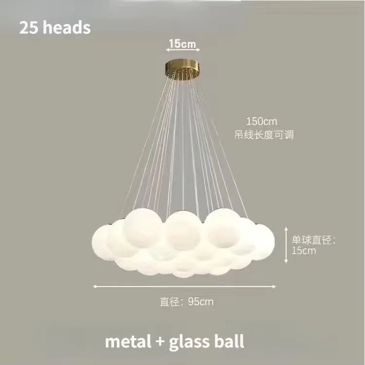 Nordic White Glass Globe Cluster Pendant Light - Decorbites