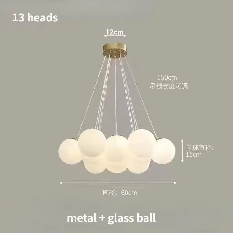 Nordic White Glass Globe Cluster Pendant Light - Decorbites