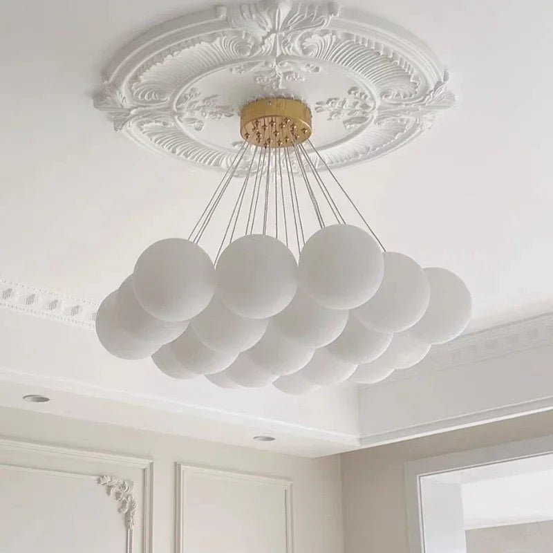Nordic White Glass Globe Cluster Pendant Light - Decorbites
