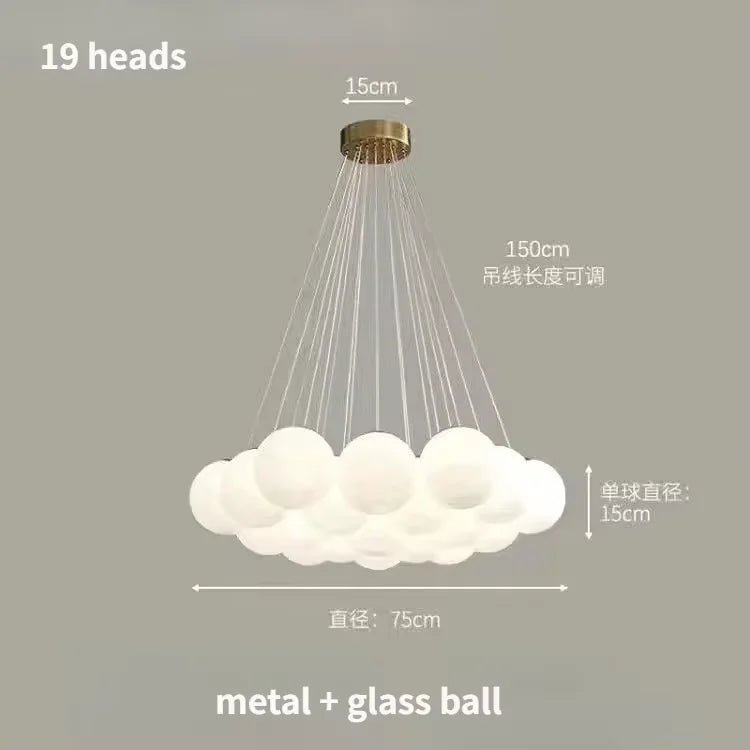 Nordic White Glass Globe Cluster Pendant Light - Decorbites