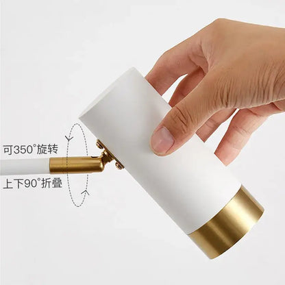 Nordic white and gold wall light with decorbites adjustable led swing arm and 360-degree rotating joint for bedroom use