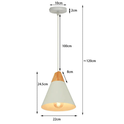 Nordic White Iron Pendant Light With Wood Accent - Decorbites