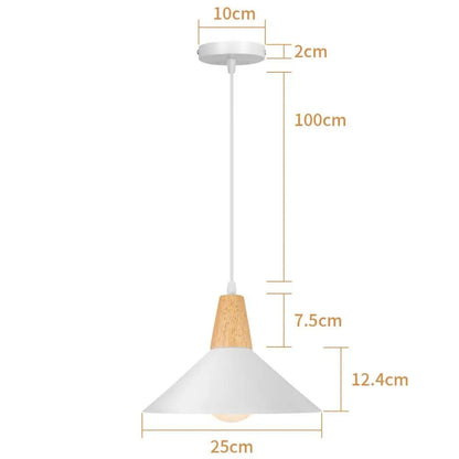 Nordic White Iron Pendant Light With Wood Accent - Decorbites