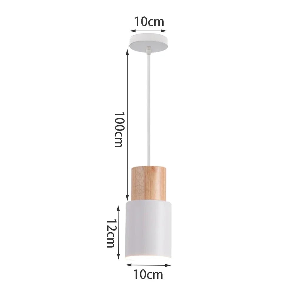 Nordic White Iron Pendant Light With Wood Accent - Decorbites