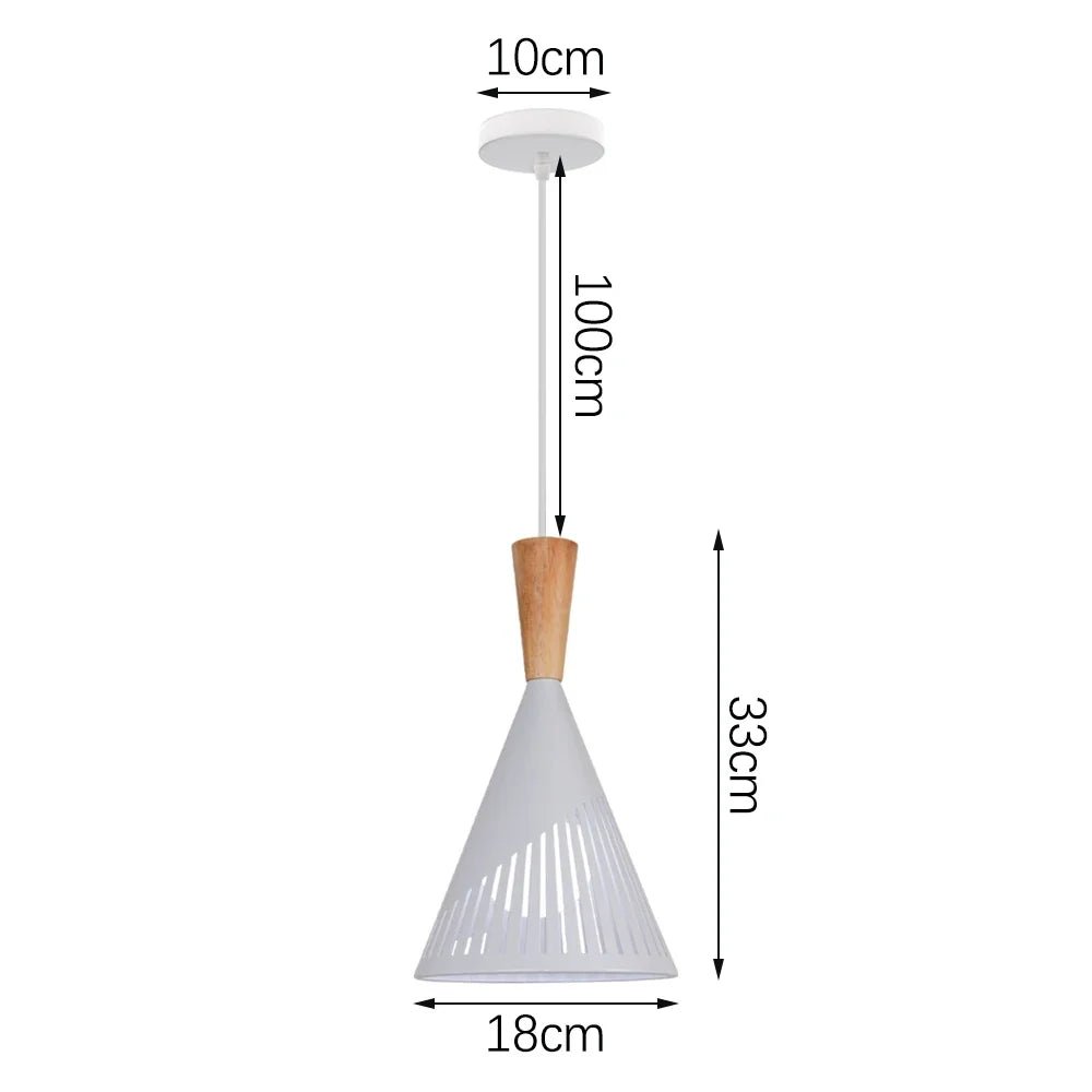 Nordic White Iron Pendant Light With Wood Accent - Decorbites