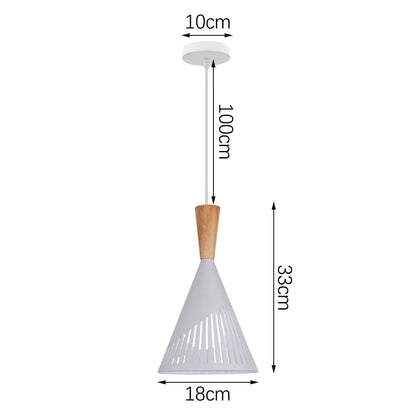 Nordic White Iron Pendant Light With Wood Accent - Decorbites