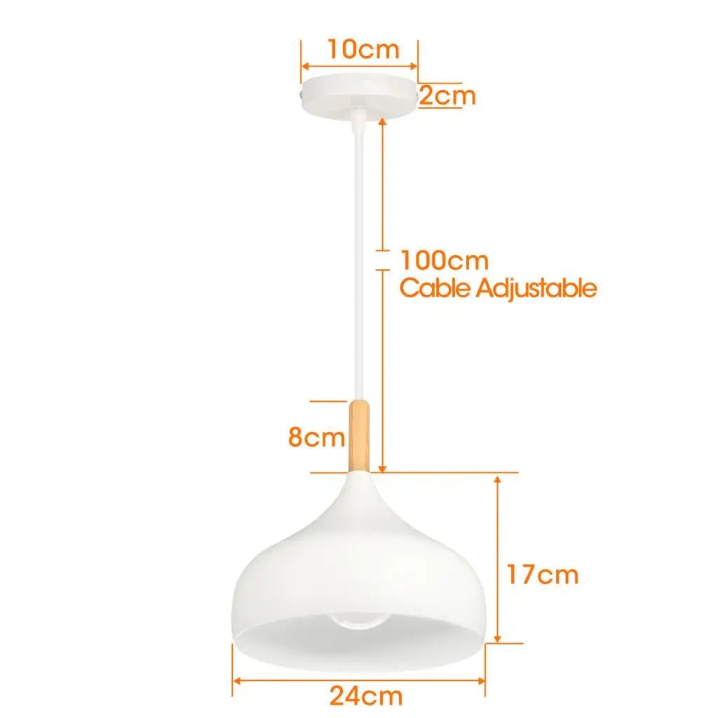 Nordic White Iron Pendant Light With Wood Accent - Decorbites