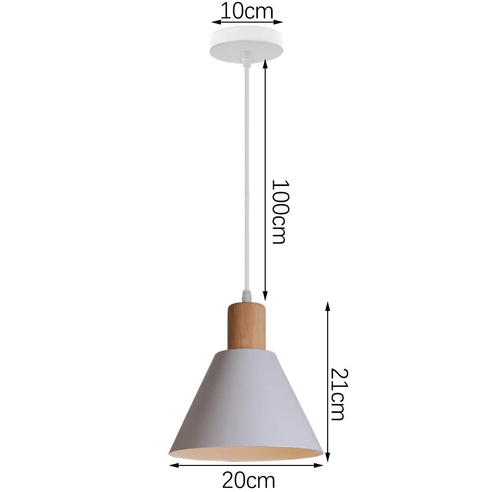 Nordic White Iron Pendant Light With Wood Accent - Decorbites