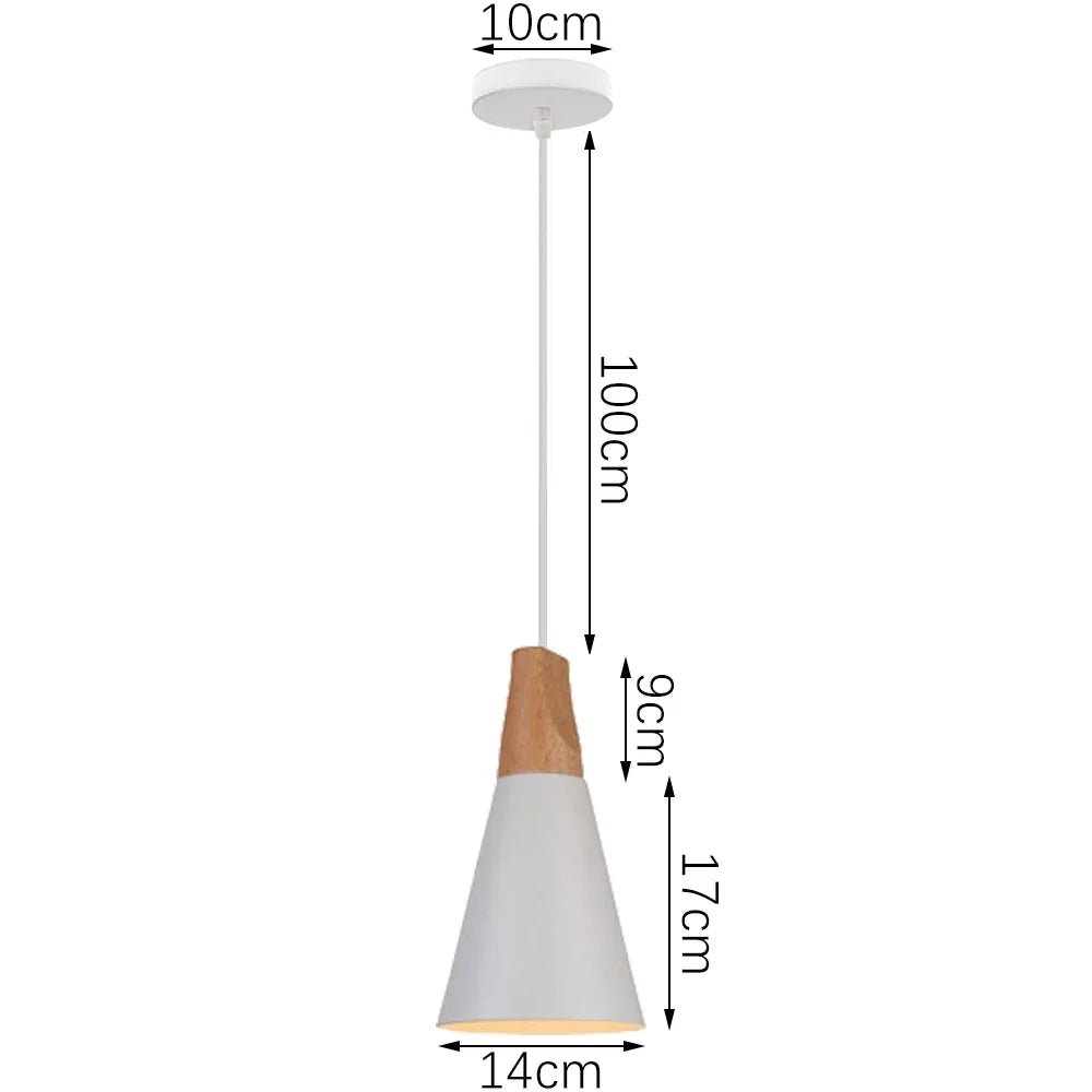 Nordic White Iron Pendant Light With Wood Accent - Decorbites