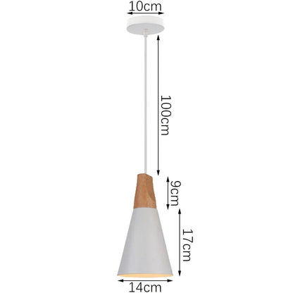 Nordic White Iron Pendant Light With Wood Accent - Decorbites