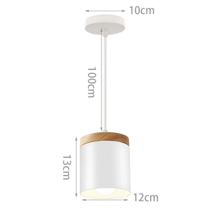 Nordic White Iron Pendant Light With Wood Accent - Decorbites