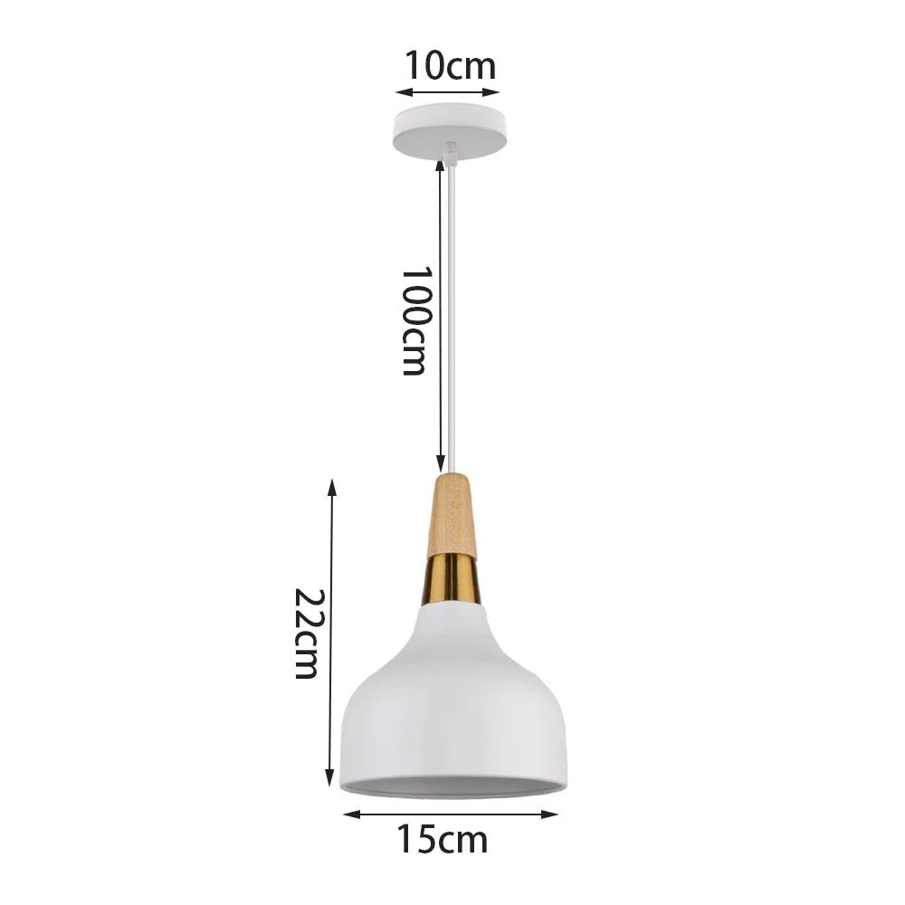Nordic White Iron Pendant Light With Wood Accent - Decorbites