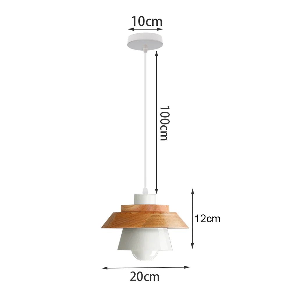 Nordic White Iron Pendant Light With Wood Accent - Decorbites