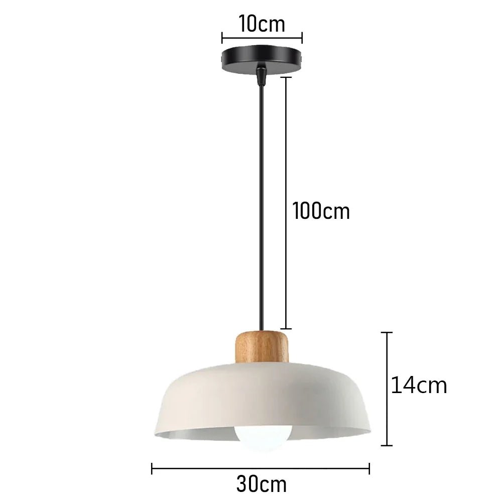Nordic White Iron Pendant Light With Wood Accent - Decorbites