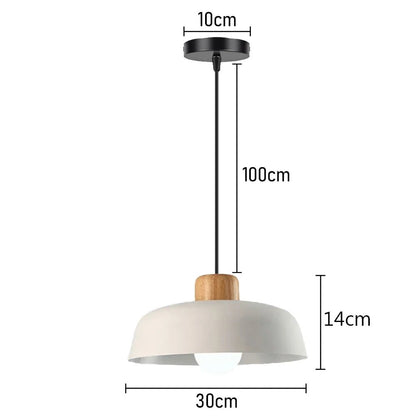 Nordic White Iron Pendant Light With Wood Accent - Decorbites