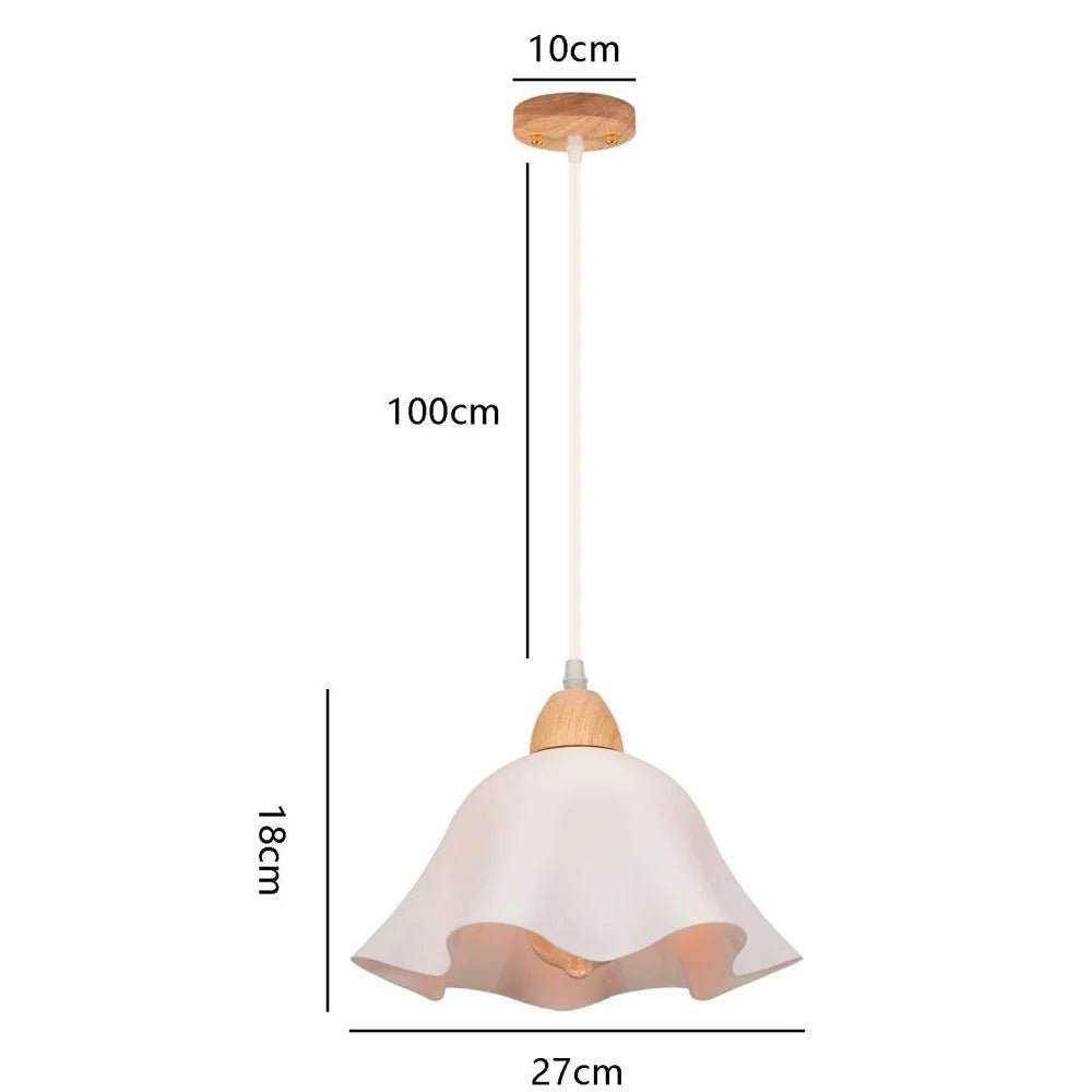 Nordic White Iron Pendant Light With Wood Accent - Decorbites