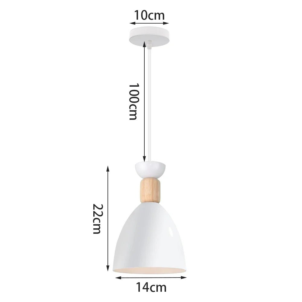 Nordic White Iron Pendant Light With Wood Accent - Decorbites