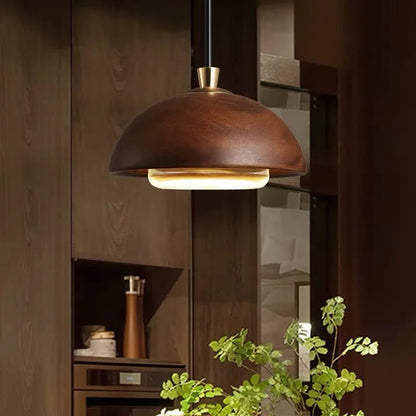 Nordic Wood And Acrylic Pendant Light In Brown - Decorbites