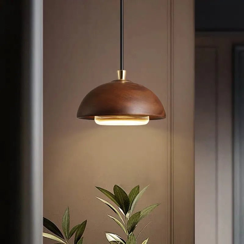 Nordic Wood And Acrylic Pendant Light In Brown - Decorbites