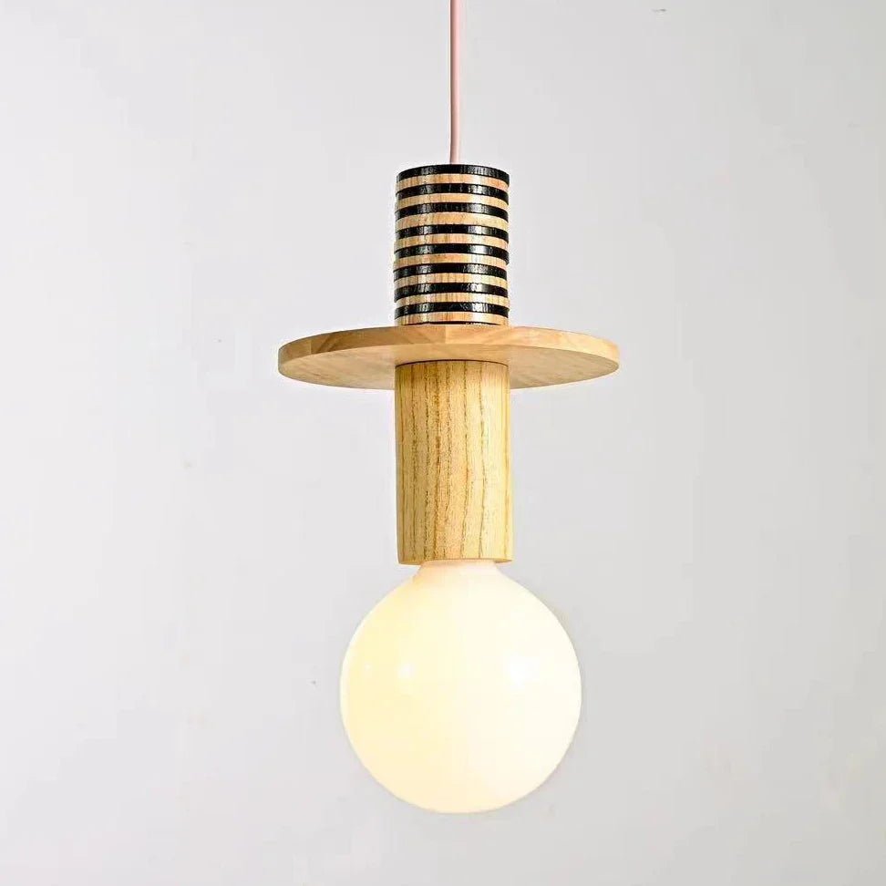 Nordic Wood Pendant Light With Iron Accent - Decorbites