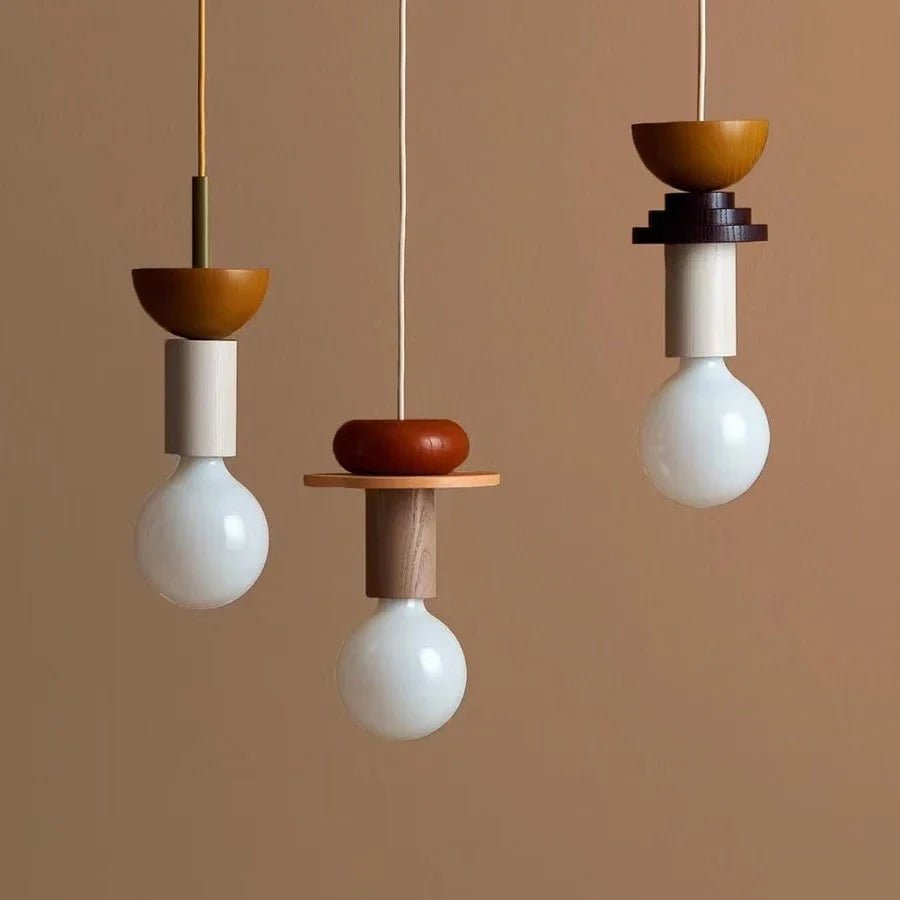 Nordic Wood Pendant Light With Iron Accent - Decorbites