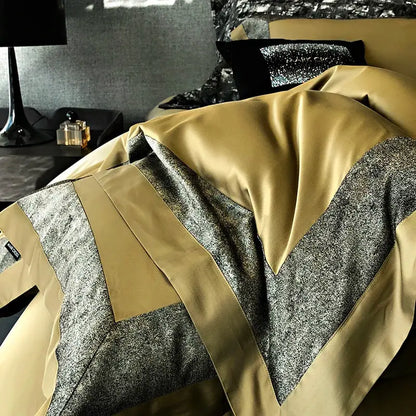 Gold and charcoal gray patchwork satin duvet cover in olive and dark gray 1400tc egyptian cotton bedding set decorbites 1400tc egyptian