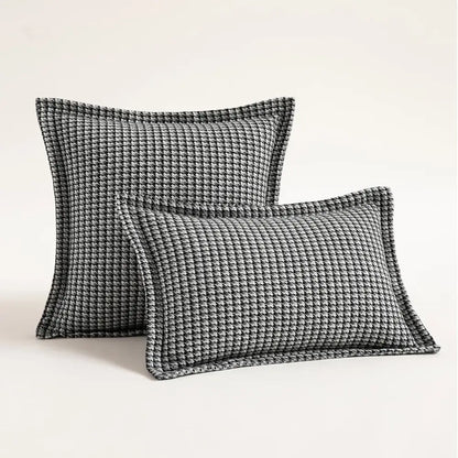 Olive and cream houndstooth jacquard pillow covers with textured woven fabric for living room cushion covers decorbites houndstooth jacquard