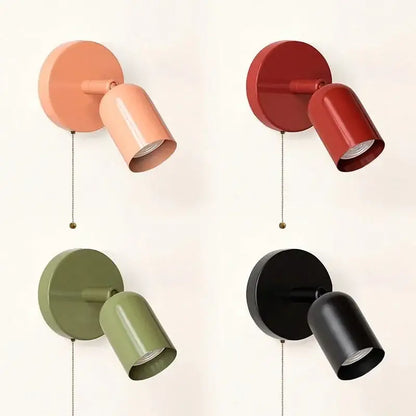 Olive green metal led wall sconce with pull chain is a modern matte finish decorbites led wall spotlight for stairwell