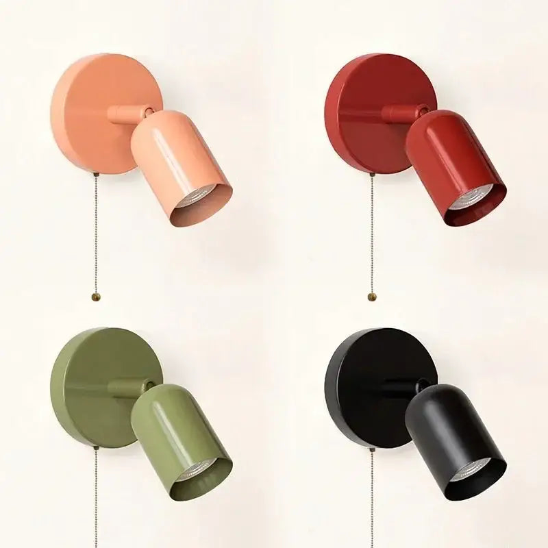 Olive green metal led wall sconce with pull chain is a modern matte finish decorbites led wall spotlight for stairwell