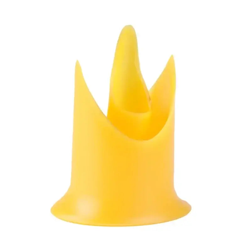 Bright yellow silicone vegetable cutter corer with crown-like three-pronged top for corer seed remover use