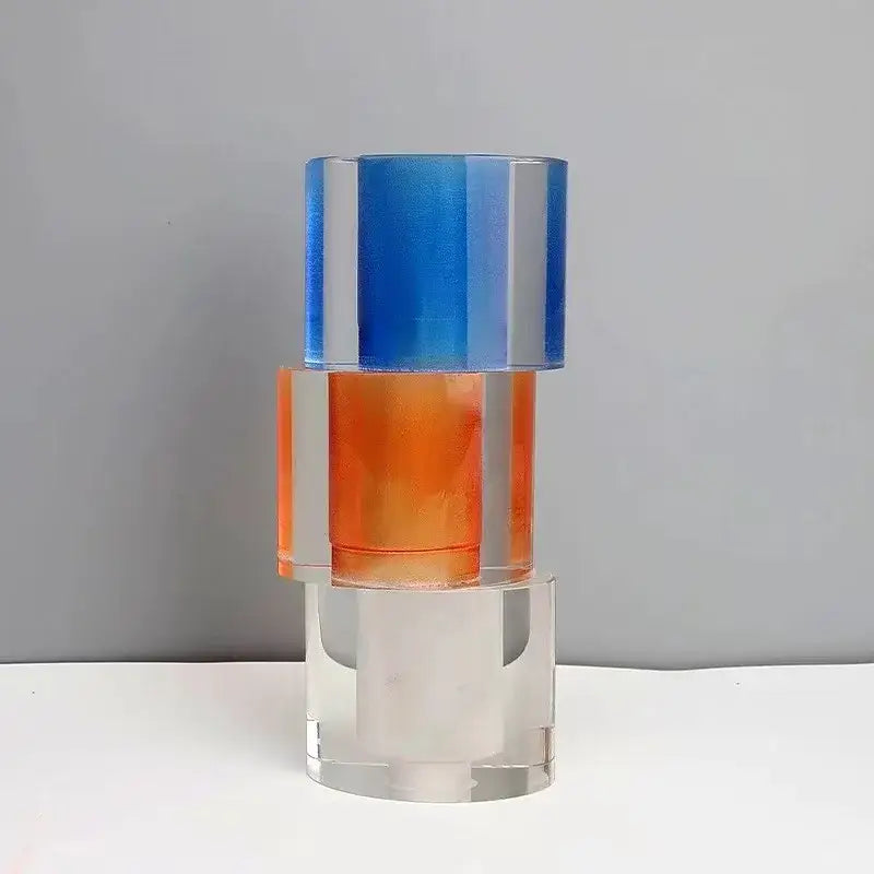Stacked translucent acrylic orange blue clear crystal mosaic vase decorbites clear crystal candle holder for living room decor