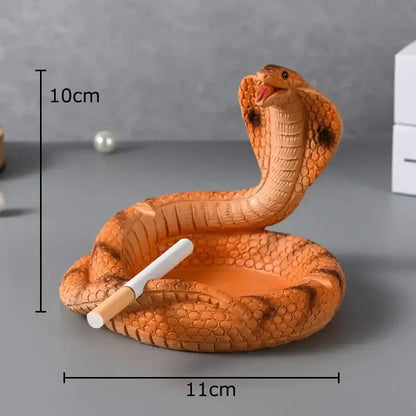 Orange cobra ashtray resin crafts featuring detailed scales raised hood and dark brown spots for office decorbites cobra ashtray