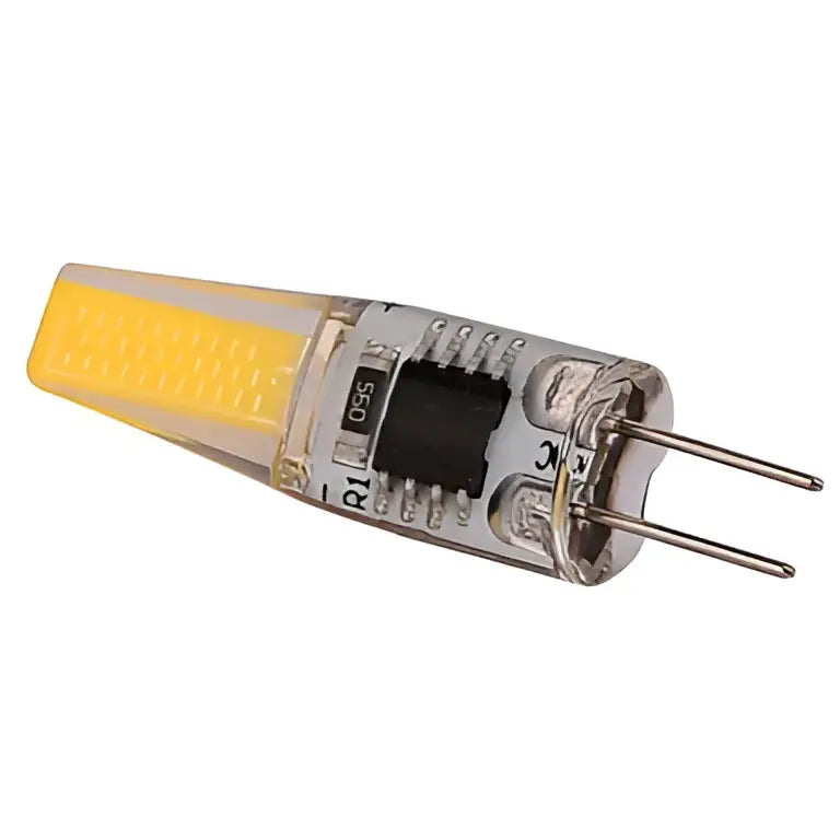 Orange decorbites g4 led bulb 220v cob with yellow light panel, clear glass casing, and metal pins for living room use pack of 10