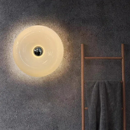 Warm circular orange decorbites glass donut led wall sconce with frosted glass shade for bedroom lighting decor