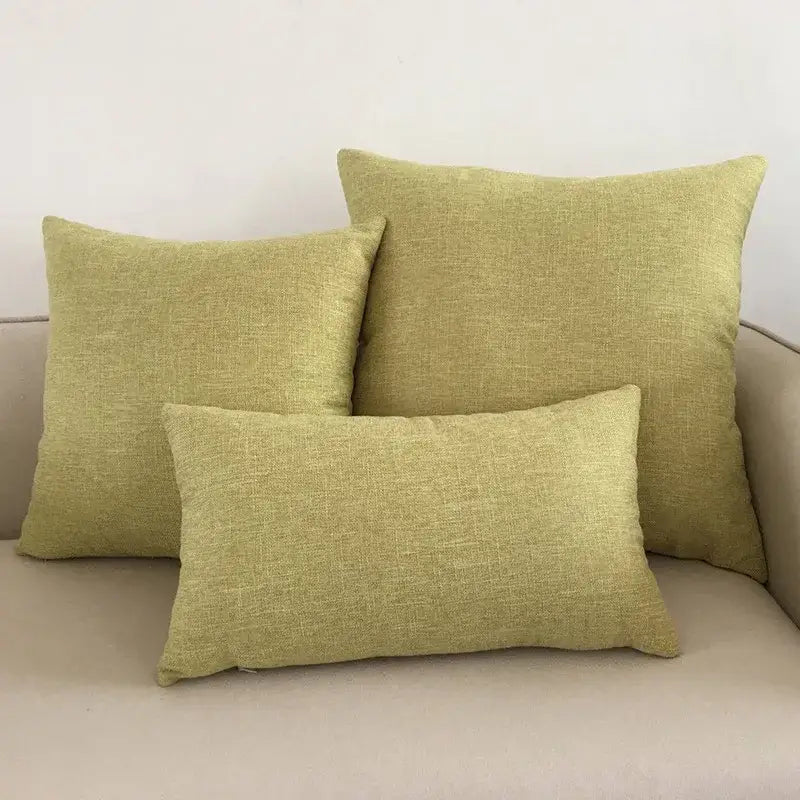 Set of three sage green textured linen cushion covers complement decorbites ivory sofa cushion living room decor