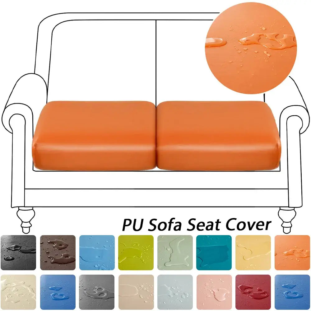 Orange waterproof pu leather sofa seat cover with water-resistant finish for living room protection