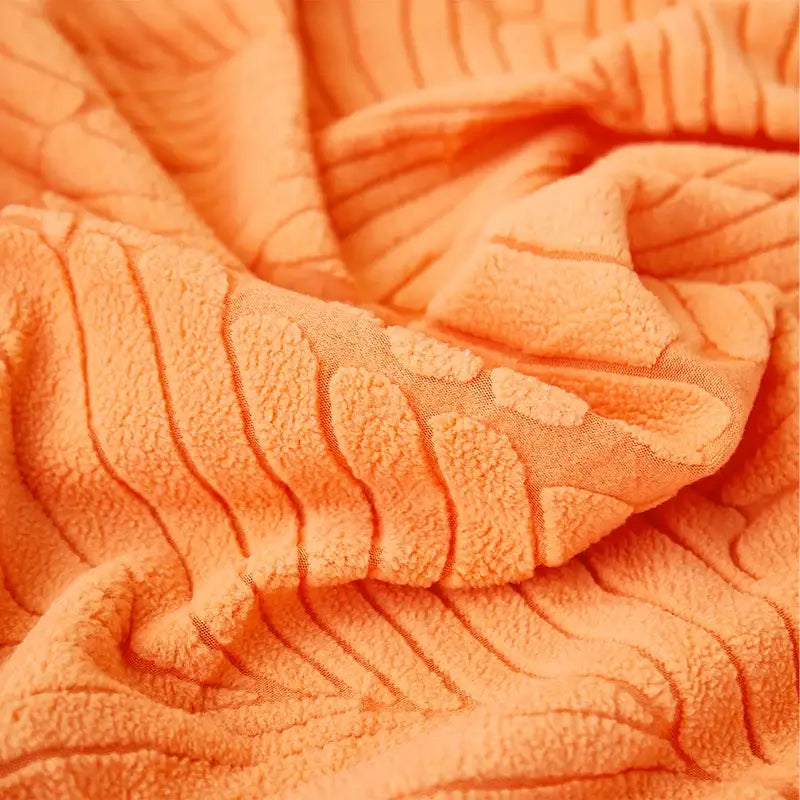 Soft orange ribbed plush jacquard stretch sofa cover with leaf pattern for living room protector